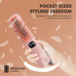 <span class=keywords><strong>Brosse</strong></span> lissante de voyage PRITECH sans fil, ionique, avec batterie 4000 mAh, mini <span class=keywords><strong>brosse</strong></span> <span class=keywords><strong>chauffante</strong></span> <span class=keywords><strong>pour</strong></span> femmes en déplacement - Product Image 3