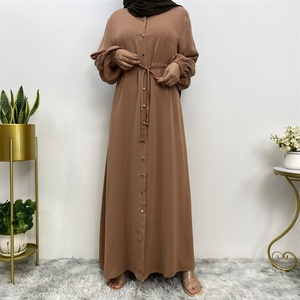 6289 #   Vestido Abaya Cómodo y Suave de Tela Nida con Puños Elásticos y Botones Delanteros, Ropa Casual Musulmana Islámica - Product Image 4