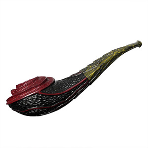 Handmade Briarwood Pipe Red Carved Floral Design Black Spout Tobacco Smoking Accessory Freestyle Shape Personal Gift - Product Image 5
