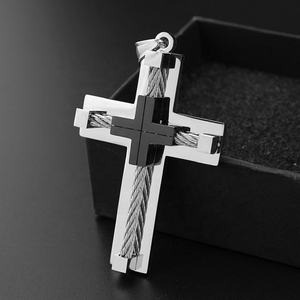 Collar de Acero Inoxidable con Colgante de Cruz para Hombre, Venta al por Mayor, Accesorios de Diseño en Oro y Plata - Product Image 3