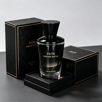 Flacon de parfum vide en verre de luxe 100 ml avec logo personnalisé, dégradé noir, flacon à sertir avec boîte