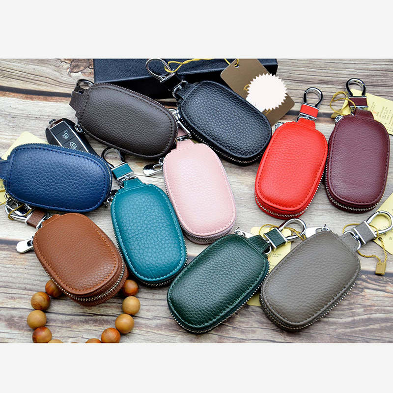 High-Quality Genuine Leather Car Key Case Zipper Bag - HB (Hongbao) Model JN-CK01