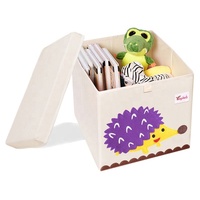 Boîte de rangement en tissu pliable anti-poussière avec couvercle, motif animaux de dessin animé personnalisé, pour chambre d'enfant ou salle de jeux, vente en gros