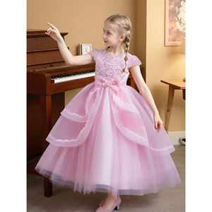 Vestido de princesa de malla irregular largo para niñas grandes 2026, disfraz de actuación de piano para niños, vestido de noche para fiesta de Navidad, venta al por mayor - Product Image 1