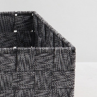 Panier de rangement rectangulaire de luxe en PP tissé écologique avec cadre métallique gris anthracite, organisateur peu profond pour étagère de lit, pour vêtements