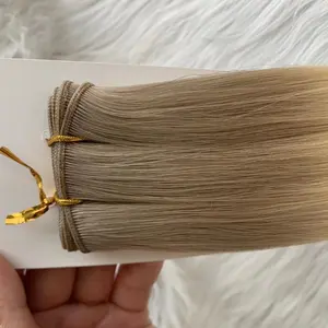 EMEDA cutícula de alta qualidade alinhada dupla desenhada extensões de cabelo cru fino engenhoco invisível trama para mulher branca