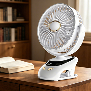 Nuevo Precio Ventilador de Escritorio Recargable Portátil Pequeño con Luz LED de 5 Velocidades Inalámbrico de Bajo Ruido para Camping - Product Image 1