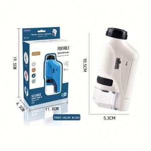 Kit de microscope de poche miniature 60-120x, microscope de laboratoire portable alimenté par piles, lumière LED blanche, ABS/métal, outil scientifique pour enfants de 5 à 7 ans - Product Image 2