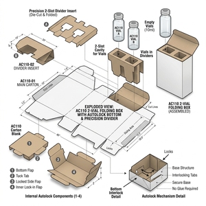 Elite <b>Secure</b>-Dual 2-Vial Peptide Folding <b>Box</b> Double Silver VOID Seals Matte Ivory Cardboard Packaging for 2ml 3ml Research Vials - Product Image 5