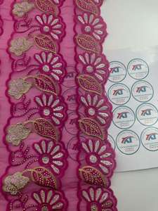 Accessoires de vêtements africains pour bricolage Broderie <span class=keywords><strong>DMC</strong></span> Fleur Organza Dentelle Décoration Polyester coloré Tissu à coudre - Product Image 2