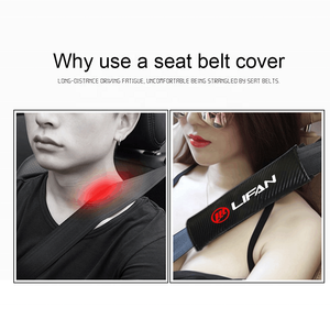 Sangle de ceinture de sécurité en Fiber de carbone, Logo de voiture personnalisé, housse de ceinture de sécurité de voiture, coussin, sangle pour accessoires d'intérieur de voiture - Product Image 2