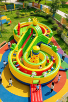 Parcours d'obstacles gonflable pour activités sportives - Matériel PVC, capacité de 1 à 12 personnes, installation facile, château gonflable géant avec toboggan