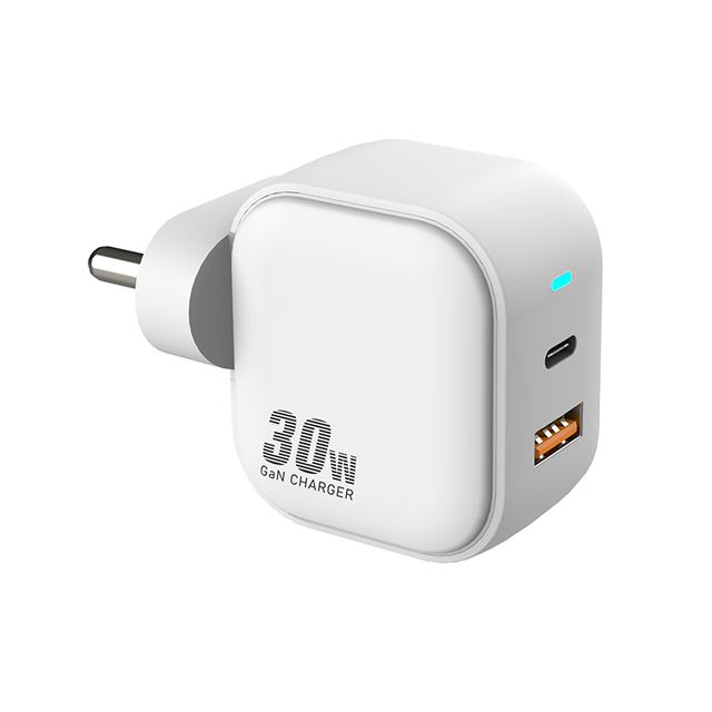 Factory Custom 30W Fast Gan Charger Dual PD Wall Phone Charge Port 30W USB Travel Smart Mobile Device Charger for OTP Laptops