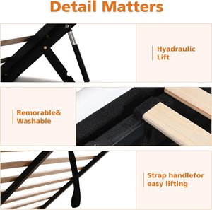 <span class=keywords><strong>Letto</strong></span> Contenitore Regolabile Italiano con <span class=keywords><strong>Testiera</strong></span> a Canali Verticali, Sollevamento Idraulico a Gas e Doghe in Legno - Product Image 4