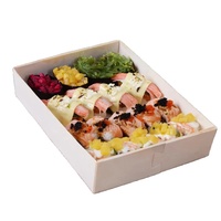 Récipient en bois écologique pour plats à emporter emballage de livraison de restaurant boîtes à gâteaux plateau de brownie Baklava Mochi de boulangerie de sushi