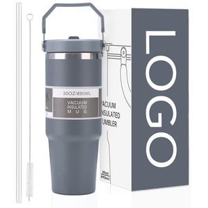 Vaso Térmico Personalizado de 20oz/30oz con Pajita Abatible y Asa Superior, Antiderrames, Portátil, Doble Pared Aislada, Regalo para Deportes y Fiestas - Product Image 1