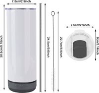 Gobelets isothermes droits en acier inoxydable de 20 oz, minces, pour sublimation, avec haut-parleur Bluetooth intégré pour la lecture de musique - Vente en gros usine