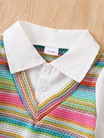 Ensemble de vêtements pour filles, deux pièces, rayé, coloré, avec jean brodé, pour un usage quotidien décontracté en plein air