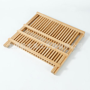 Wooden dish <b>rack</b>/drainer/rice dish organizer, double-layer small simple foldable bowl, chopsticks and <b>plate</b> storage <b>rack</b> for - Product Image 2