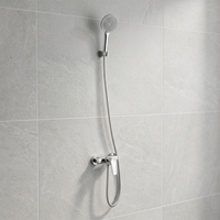 Mitigeur de douche à haute pression avec poignée en ABS chromé poli contemporain, support au sol pour salle de bain, baignoire - pour utilisation en appartement