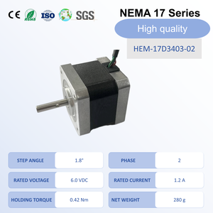 Moteur pas à pas hybride carré professionnel Nema 17 de taille compacte 42 mm, 2 phases, pas de 1,8°, 6,0 V 1,2 A pour gravure laser et imprimante 3D - Product Image 1