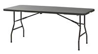 Table pliante noire en rotin, design en osier, HDPE, portable, pour le camping, les pique-niques, les événements en plein air