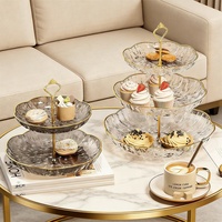 Plateau à fruits et en-cas multi-niveaux moderne et minimaliste, écologique, avec bord doré, en plastique, pour la présentation de cupcakes, pour mariage, fête, bar