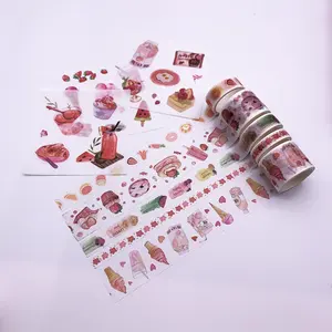 कस्टम सजावट मास्किंग Washi के टेप कागज मुद्रित Kawaii लोगो रंग गुलाबी जापानी Washi के टेप