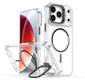 Étui de téléphone magnétique en TPU de haute qualité avec support de charge pour <span class=keywords><strong>iPhone</strong></span> 17 16 15 Pro Max <span class=keywords><strong>12</strong></span>, film de protection d'objectif électroplaqué, sac OPP - Product Image 3