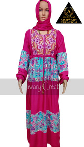 Islamic Ethnic Floral Print <b>Kaftan</b> Dress Long Sleeve Casual Cotton Modest Abaya for Muslim Women <b>Plus</b> <b>Size</b> Rayon Dress for Girls - Product Image 2