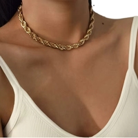 Ensemble collier ras-du-cou et bracelet torsadé en acier inoxydable plaqué or 8 mm pour femme, idéal pour les fêtes, mariages et cadeaux