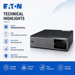 <span class=keywords><strong>Eaton</strong></span> <span class=keywords><strong>9SX</strong></span> Serie UPS 3000VA Torre Batería incorporada Máquina estándar Protección contra fallas de energía Paquete de batería <span class=keywords><strong>Eaton</strong></span> 9SXEBM384RT6U - Product Image 2