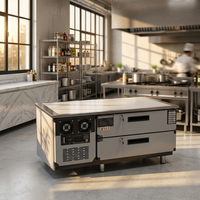 Koelwerkstation met zwarte titanium geborstelde afwerking, luchtgekoeld, met verborgen slot, voor restaurants en supermarkten