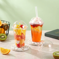 Gobelets en plastique PET transparents jetables avec couvercles, logo personnalisé, biodégradables, pour café, boissons froides, bubble tea, OEM, ODM, vente en gros