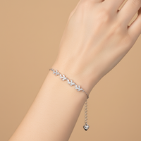 Bracelet en argent sterling 925 avec zircon en forme de feuille, bijoux fins, bracelet à breloques pour femmes