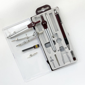 Usine personnalisée, vente en gros, papeterie, cercles de dessin, ensemble de compas de maths en plastique, boussole métallique multifonctionnelle pour étudiant - Product Image 2