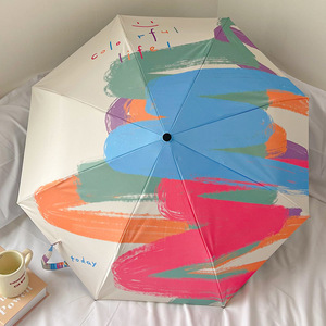 Parapluie manuel moderne sur mesure en pongé avec motif, <span class=keywords><strong>anti</strong></span>-<span class=keywords><strong>UV</strong></span>, portable, format de poche pour <span class=keywords><strong>femme</strong></span>, idéal pour les voyages - Product Image 3