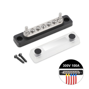 Bloc de bornes à vis 6 pôles 100A 300V en cuivre nickelé et nylon PA66 pour la distribution d'énergie des véhicules - Product Image 1