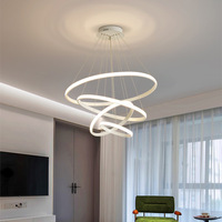 Suspension moderne en aluminium nordique de luxe à 4 anneaux pour décoration intérieure Lustre à LED avec télécommande pour restaurant