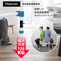 Chaise de toilette pliante réglable en hauteur en acier au carbone MSMT, respectueuse de l'environnement, avec dossier, pour personnes âgées, pour salle de bain, toilettes, douche