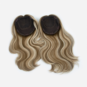 Realistic Silk Base Closure Jewish Women's Virgin Human Topper System Remy Russian Natural Wave Medium Blonde Glueless Factory - Product Image 1