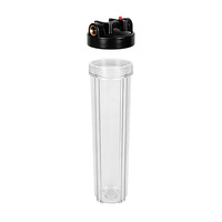Boîtier de filtre à eau pour toute la maison, transparent, 20 po x 4,5 po, ports en plastique NPT de 1 po, résistant, avec double joint torique