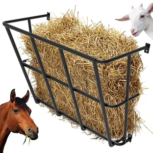 JH-Mech Goat Hay Feeder Carbon Steel Wall Mounted Hay Rack for Horses Sheep Goats Indoor Outdoor 18 Gallon Horse Hay Feeder