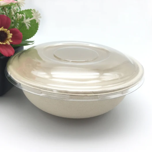 Récipient de pulpe de canne à sucre jetable écologique avec couvercle plat biodégradable en PET de 12oz pour soupe et salade - Product Image 3