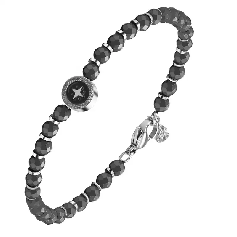 Online Shopping UK Personalized Stainless Steel Men Bead Charm Bracelet