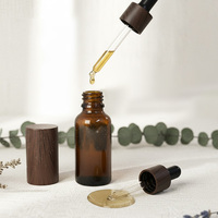 Pot en verre ambré à effet bois avec pompe pulvérisatrice et compte-gouttes, ensemble de contenants cosmétiques, logo personnalisé, vente en gros, fourniture directe usine