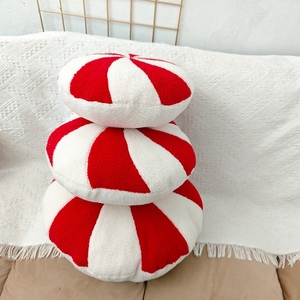 Factory Nature Red <b>White</b> Striped Candy Cane Santa Claus Shape Tufted Embroidered Cushion Christmas <b>Throw</b> Pillow Decor - Product Image 6