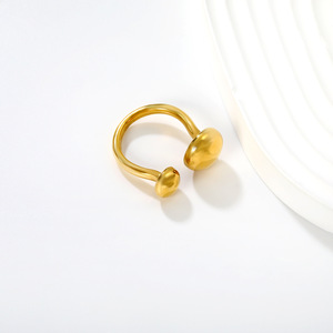 แหวนเปิดรูปทรงเรขาคณิตสำหรับผู้หญิง ทอง 18k ดีไซน์ไม่สมมาตร เครื่องประดับสำหรับงานปาร์ตี้ - Product Image 2