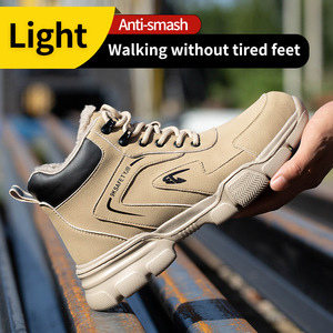 OEM Professional Safety <b>Shoes</b> Mid-top Microfiber Leather Anti-smash Puncture Proof Fashion <b>Men</b> <b>Work</b> Labor <b>Shoes</b> Lightweight Man - Product Image 2