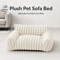 Canapé-lit pour animaux de compagnie en peluche côtelée, lavable, respirant, portable, dossier surélevé de 10 pouces, confortable pour les petits chiens, toutes saisons